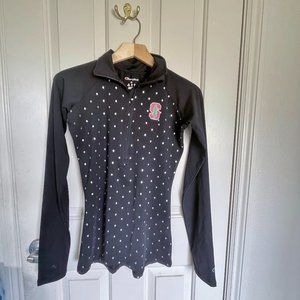 Champion Stanford Womens 1/4 Zip Pullover Top XS Black Stretchy Long Sleeve